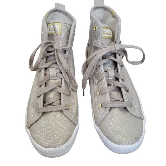 KEDS Kickstart Metallic Gold Canvas Hi Top Shoes Women's US 8 WF55739 - Picture 2 of 7